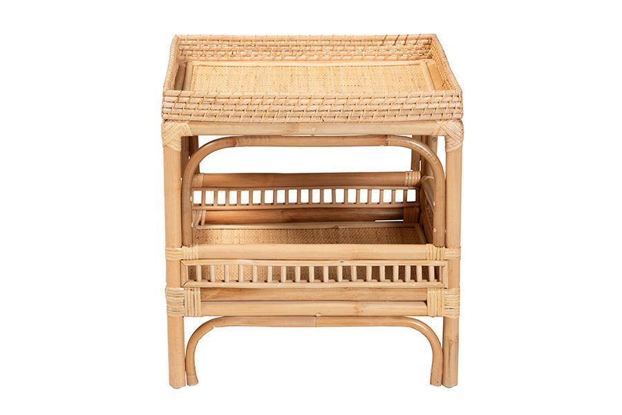 bali & pari Lombok Modern Bohemian Natural Rattan End Table FredCo