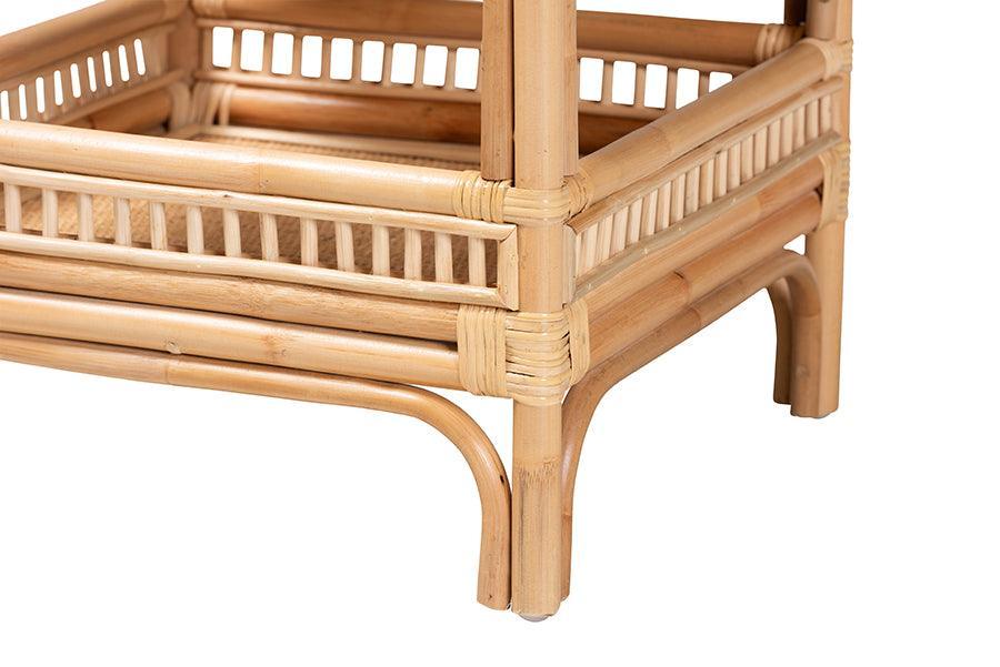 bali & pari Lombok Modern Bohemian Natural Rattan End Table FredCo