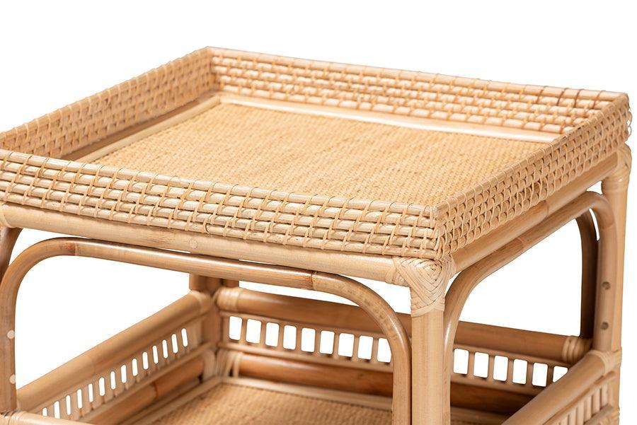 bali & pari Lombok Modern Bohemian Natural Rattan End Table FredCo