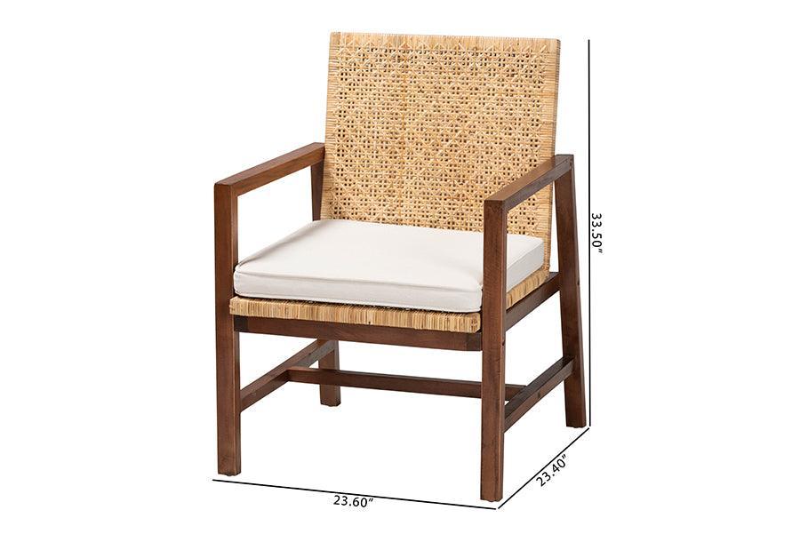 bali & pari Lovina Bohemian Light Honey Rattan and Acacia Wood Arm Chair FredCo