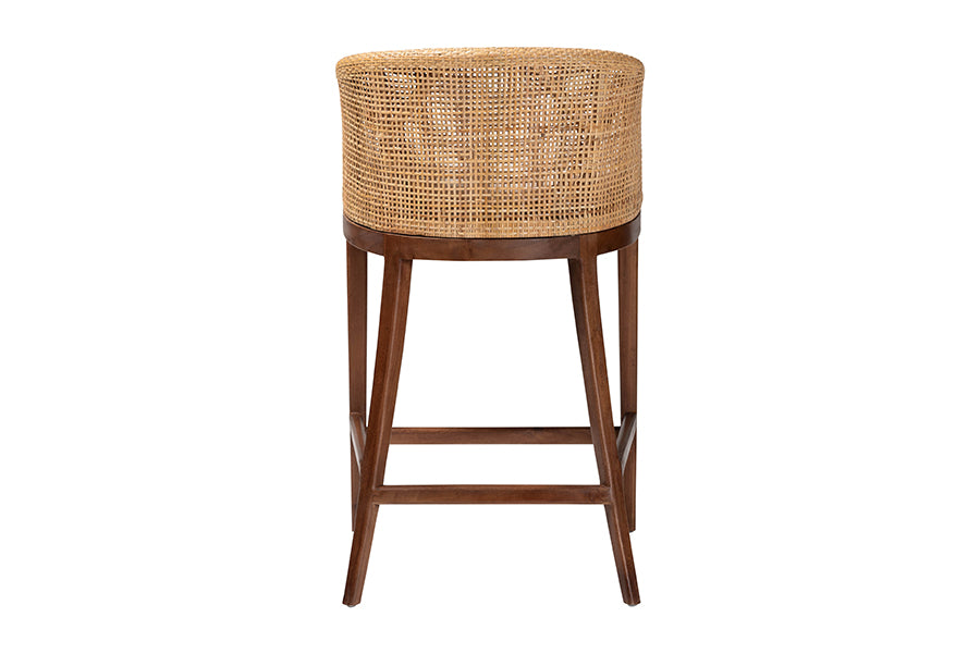 bali & pari Lumajang Bohemian Light Honey Rattan and Wood Bar Stool FredCo