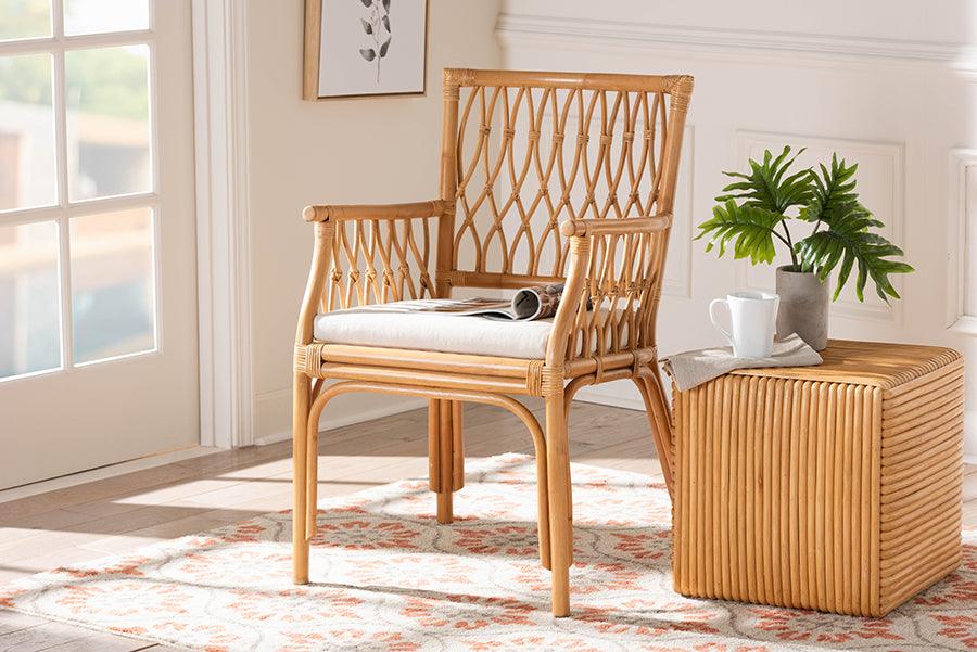 bali & pari Maisa Bohemian Light Honey Rattan Arm Chair FredCo