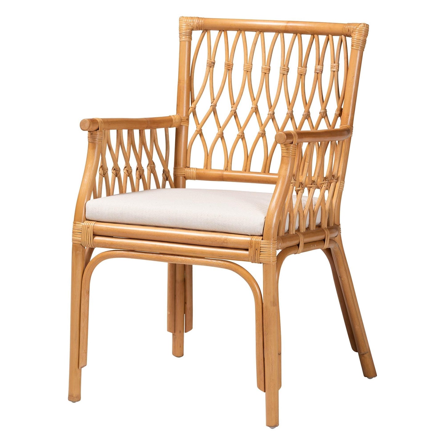 bali & pari Maisa Bohemian Light Honey Rattan Arm Chair FredCo