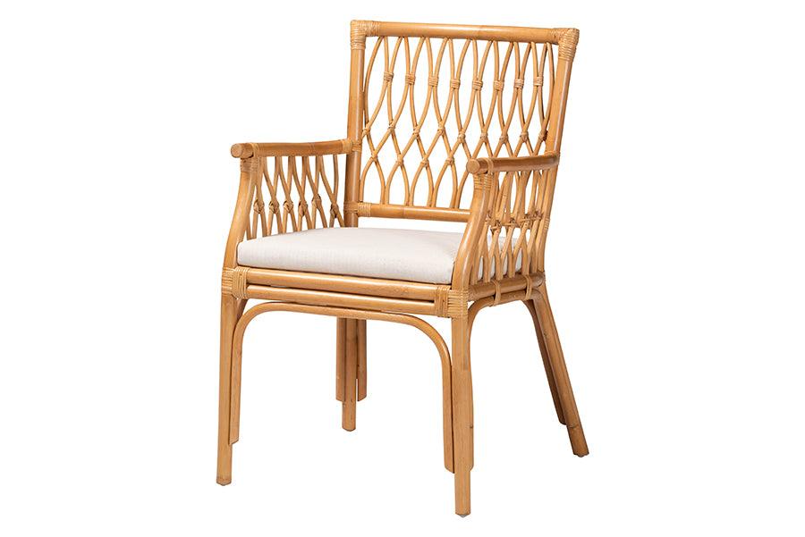 bali & pari Maisa Bohemian Light Honey Rattan Arm Chair FredCo