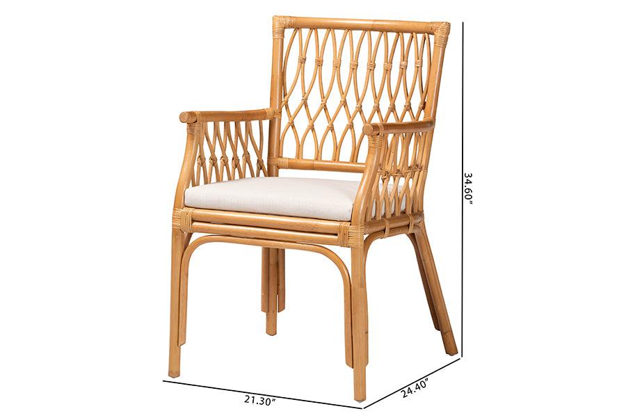 bali & pari Maisa Bohemian Light Honey Rattan Arm Chair FredCo