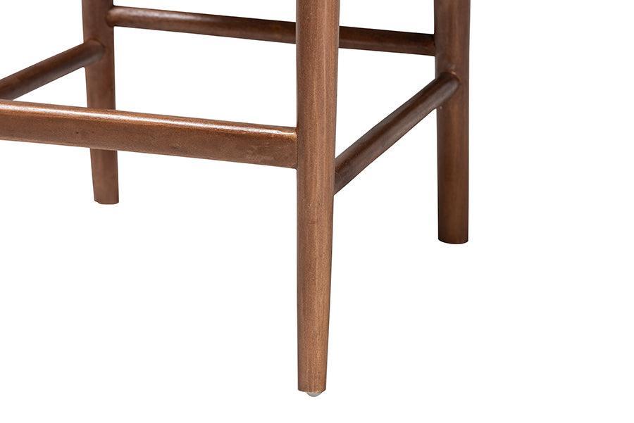 bali & pari Maryland Modern Bohemian Natural Rattan and Acacia Wood Counter Stool FredCo