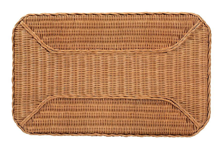 bali & pari Minahasa Bohemian Light Honey Braided Rattan Side Table FredCo