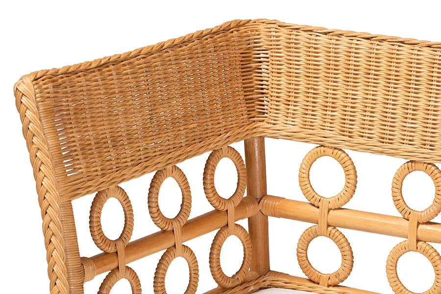 bali & pari Monica Bohemian Light Honey Rattan 3-Piece Dining Nook Set FredCo