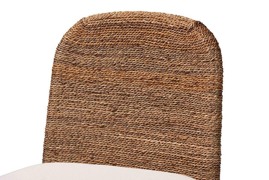 bali & pari Nadim Modern Bohemian Natural Seagrass and Acacia Wood 2-Piece Counter Stool Set FredCo