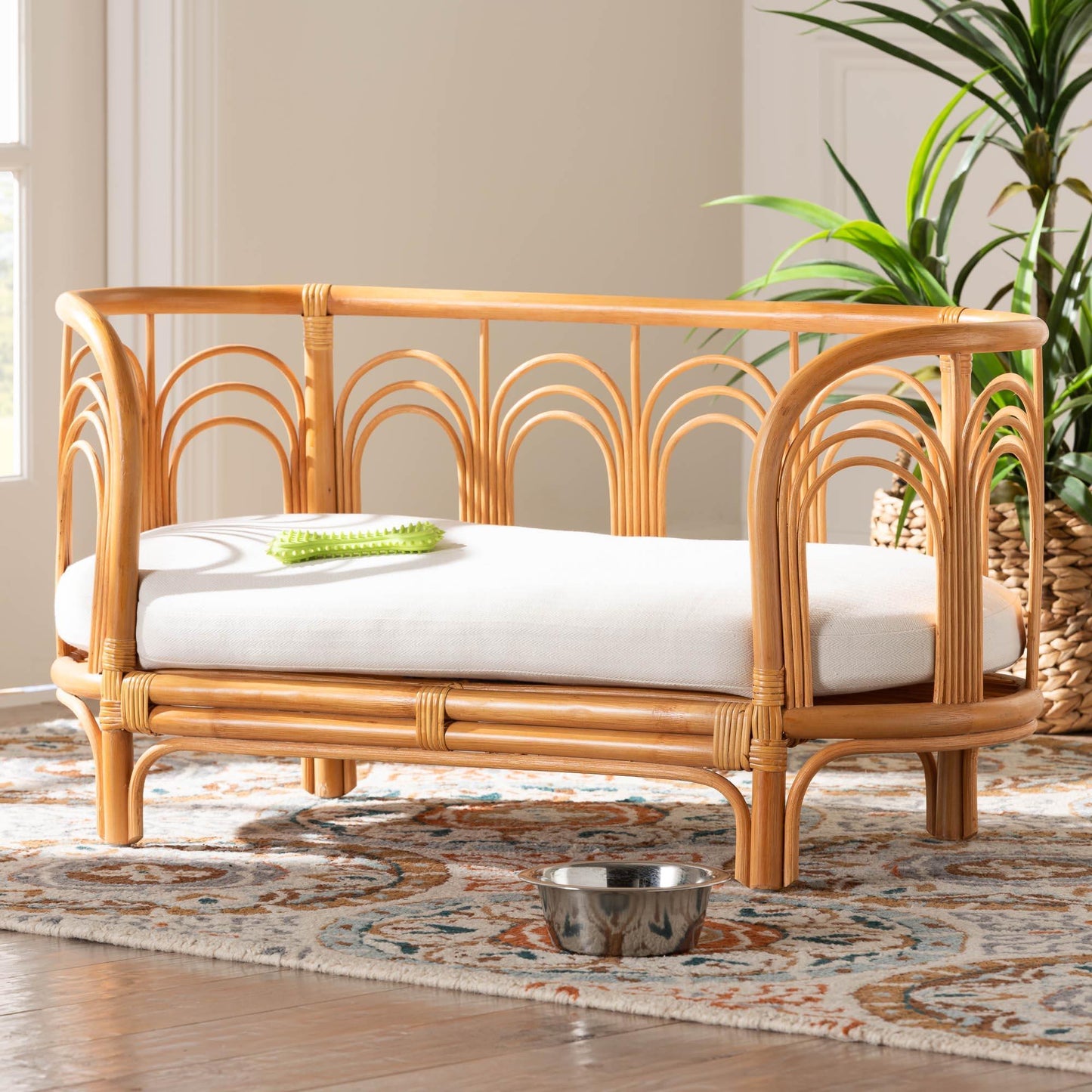 bali & pari Nariko Bohemian Light Honey Rattan Pet Bed FredCo