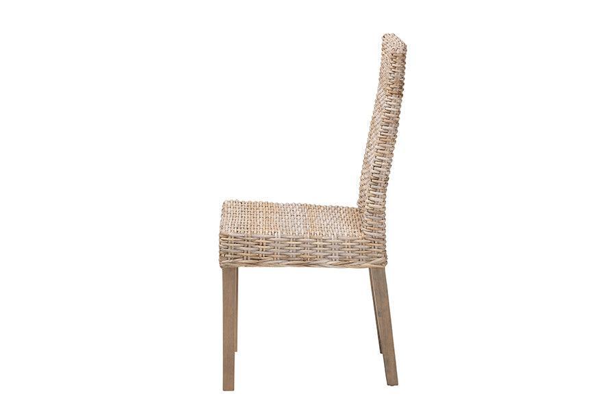 bali & pari Nevina Bohemian Grey Kubu Rattan and Mango Wood Dining Chair FredCo