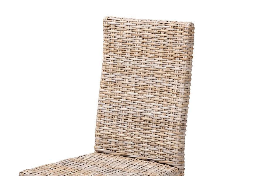 bali & pari Nevina Bohemian Grey Kubu Rattan and Mango Wood Dining Chair FredCo
