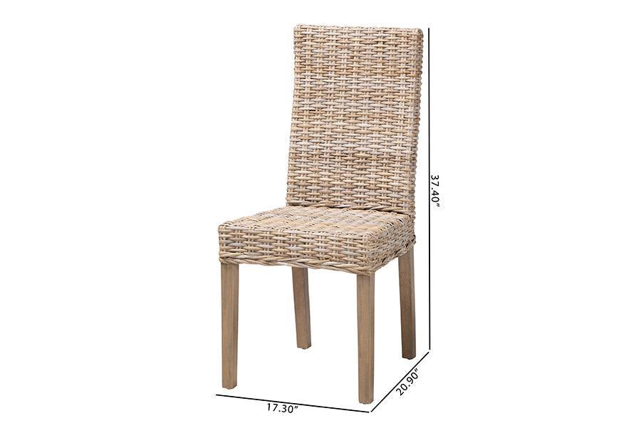 bali & pari Nevina Bohemian Grey Kubu Rattan and Mango Wood Dining Chair FredCo