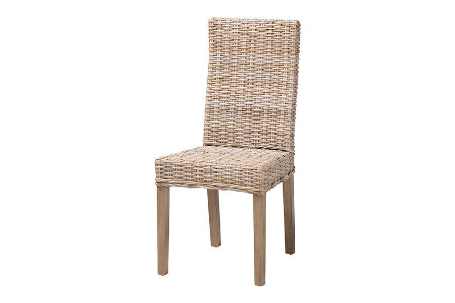 bali & pari Nevina Bohemian Grey Kubu Rattan and Mango Wood Dining Chair FredCo