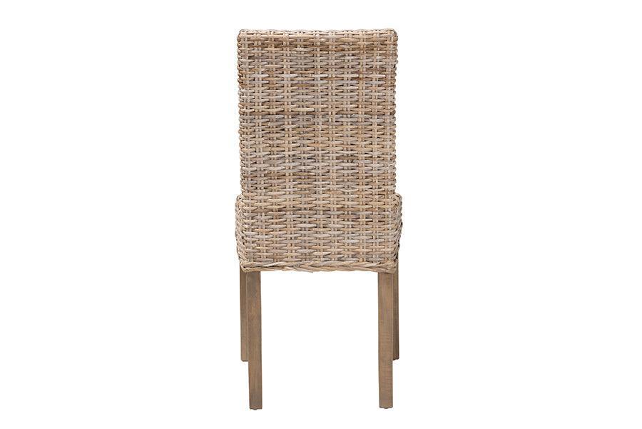 bali & pari Nevina Bohemian Grey Kubu Rattan and Mango Wood Dining Chair FredCo
