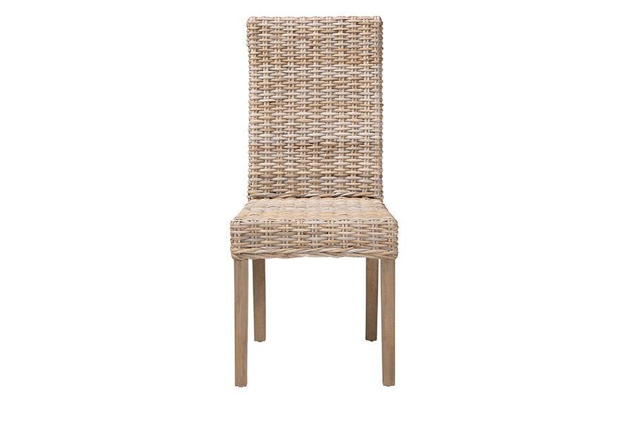 bali & pari Nevina Bohemian Grey Kubu Rattan and Mango Wood Dining Chair FredCo