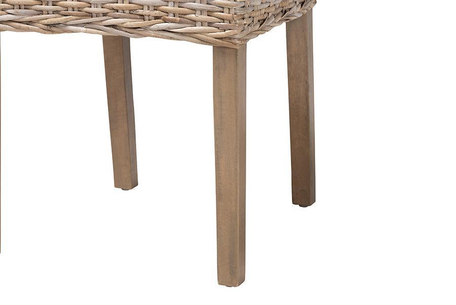 bali & pari Nevina Bohemian Grey Kubu Rattan and Mango Wood Dining Chair FredCo