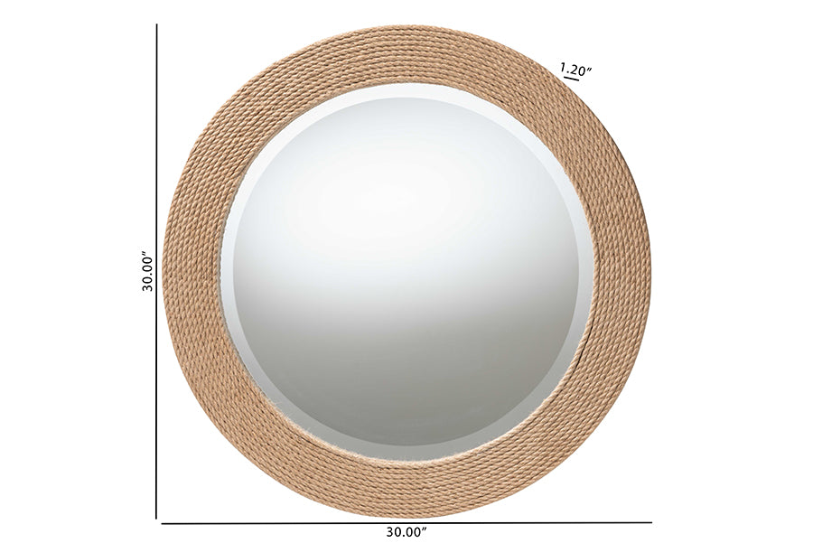 bali & pari Nieva Round Woven Rope Mirror - Coastal Mirror with Woven Jute Accents for Farmhouse, Boho Wall Decor, Beach House FredCo