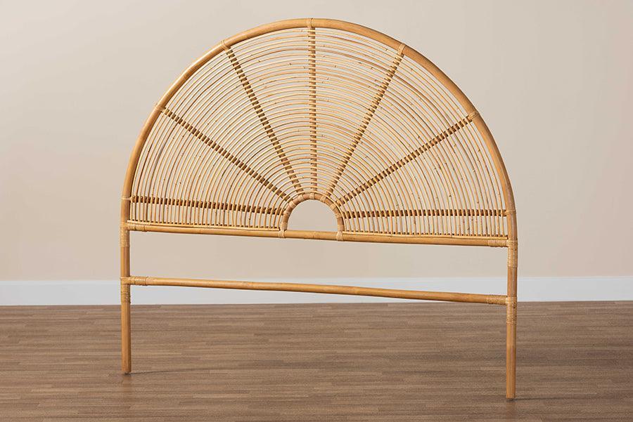 bali & pari Nina Modern Bohemian Honey Rattan Queen Size Standalone Headboard FredCo