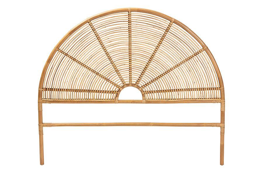 bali & pari Nina Modern Bohemian Honey Rattan Queen Size Standalone Headboard FredCo