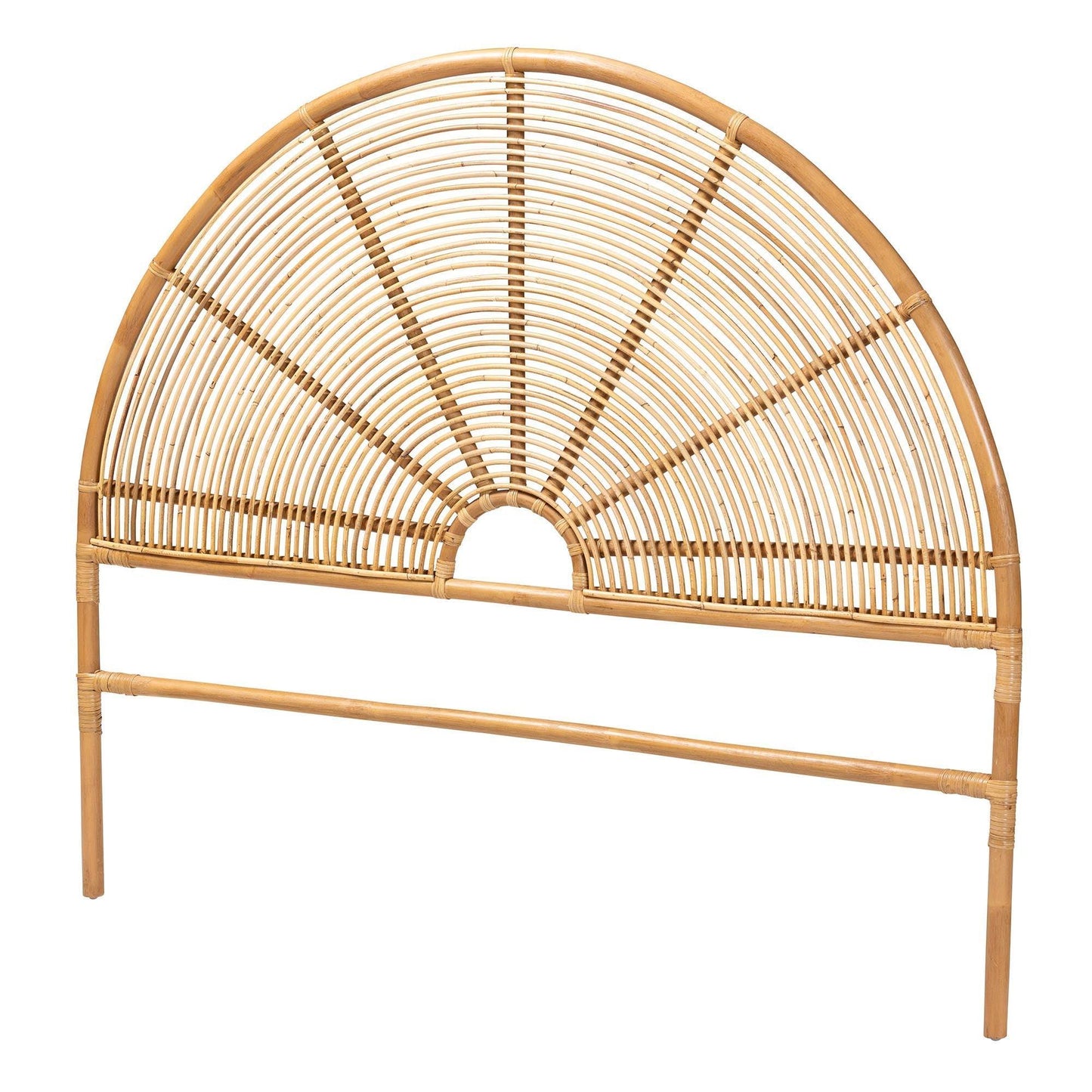 bali & pari Nina Modern Bohemian Honey Rattan Queen Size Standalone Headboard FredCo