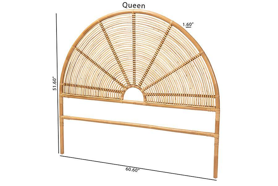 bali & pari Nina Modern Bohemian Honey Rattan Queen Size Standalone Headboard FredCo