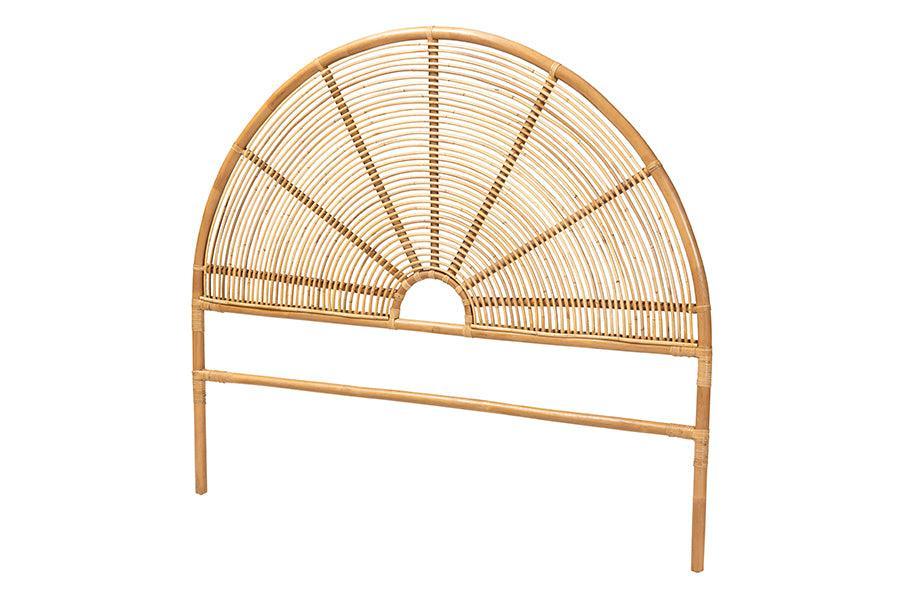 bali & pari Nina Modern Bohemian Honey Rattan Queen Size Standalone Headboard FredCo