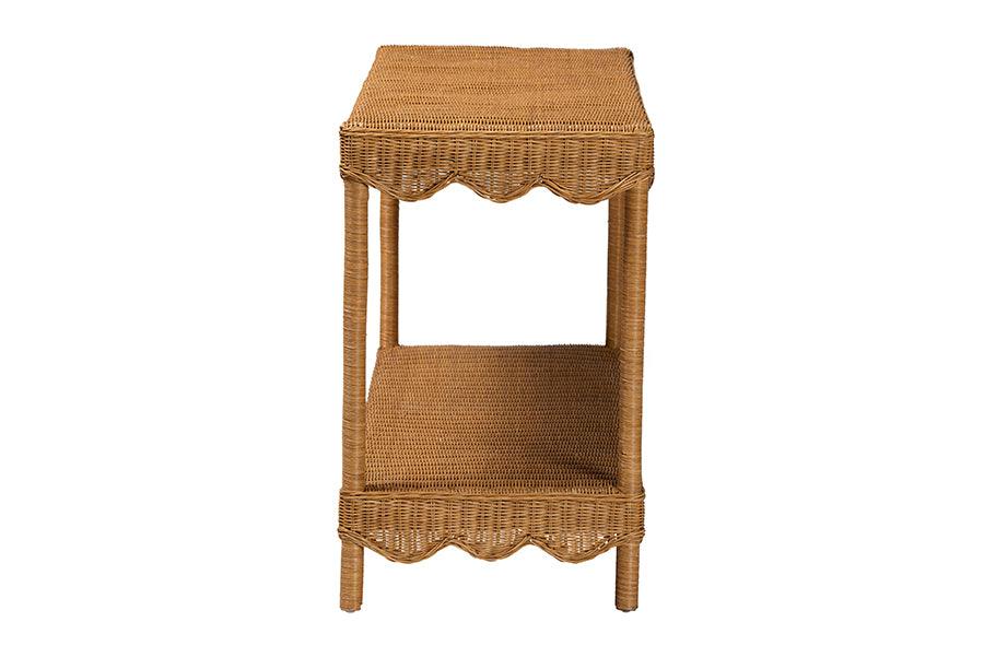 bali & pari Oteria Bohemian Light Honey Scalloped Rattan Console Table FredCo