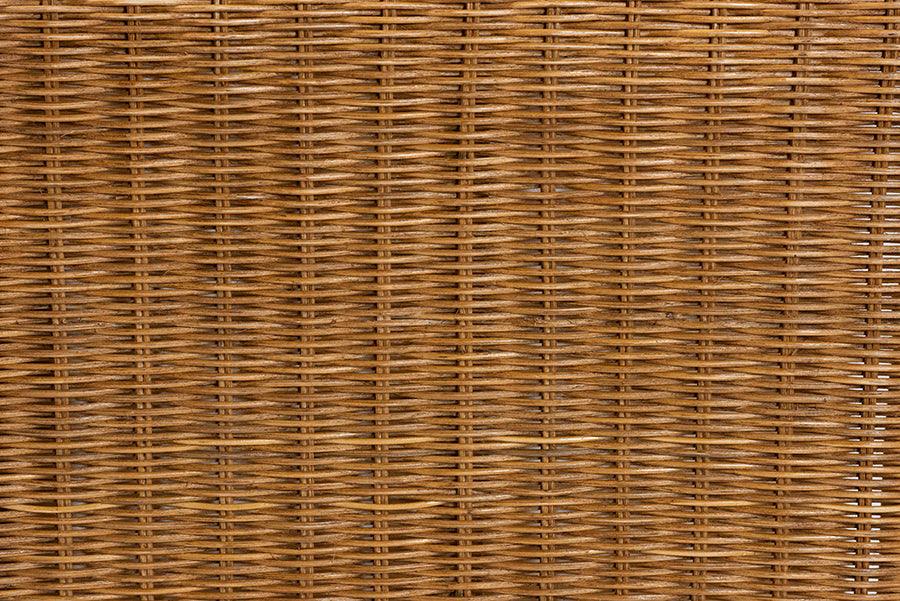 bali & pari Oteria Bohemian Light Honey Scalloped Rattan Side Table FredCo