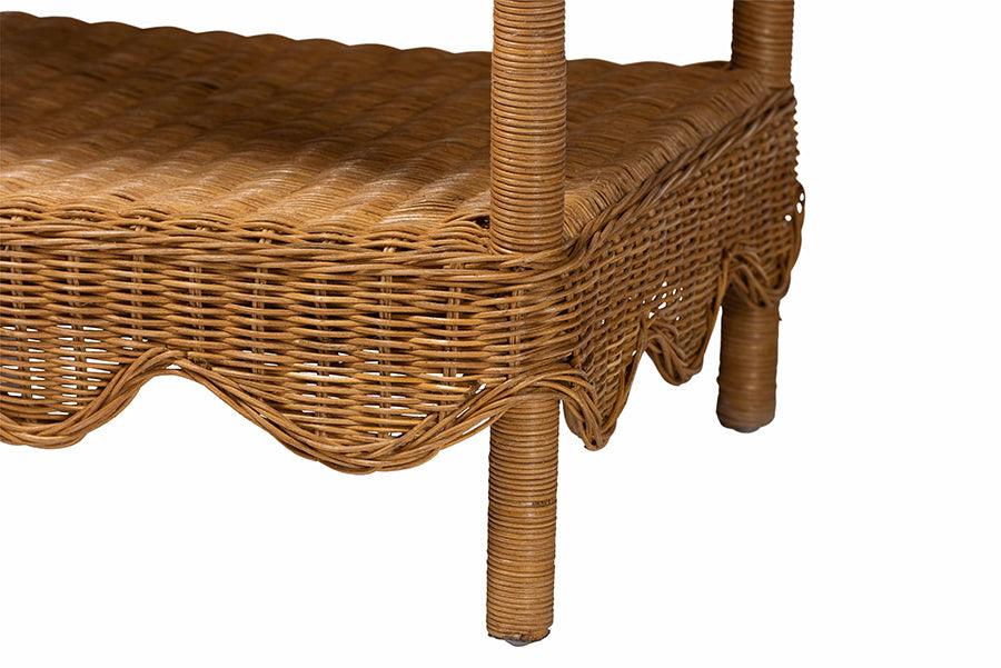 bali & pari Oteria Bohemian Light Honey Scalloped Rattan Side Table FredCo