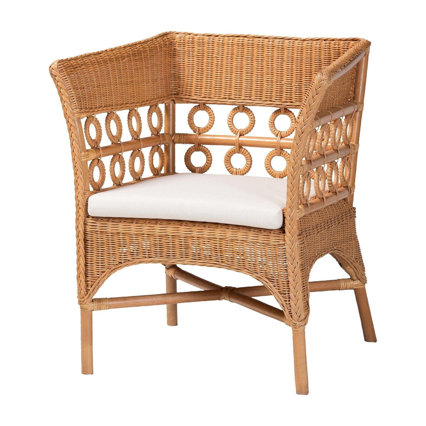 bali & pari Oxford Bohemian Light Honey Rattan Arm Chair FredCo