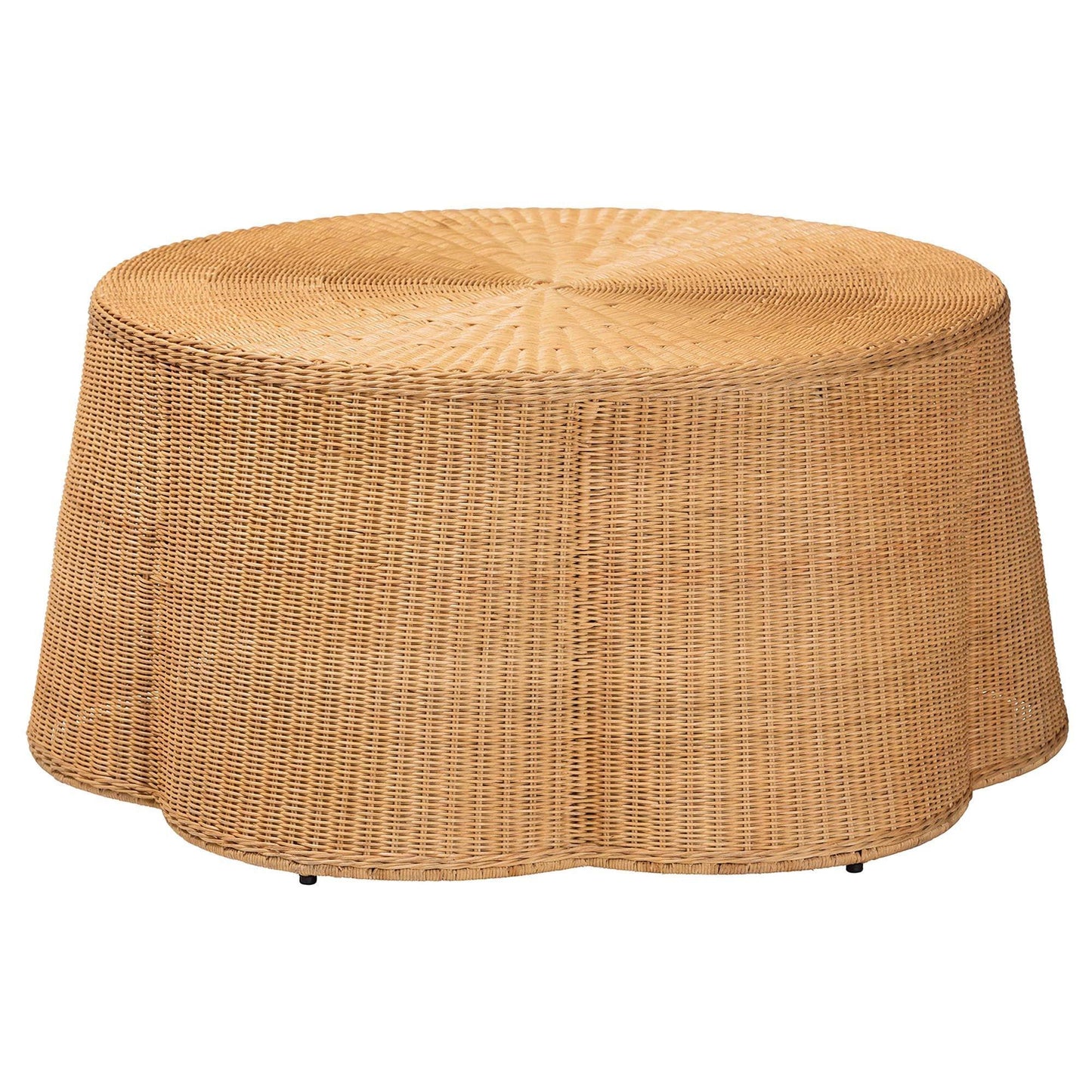 bali & pari Palm Bohemian Honey Scallop Rattan Coffee Table FredCo