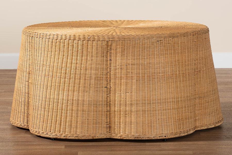 bali & pari Palm Bohemian Honey Scallop Rattan Coffee Table FredCo