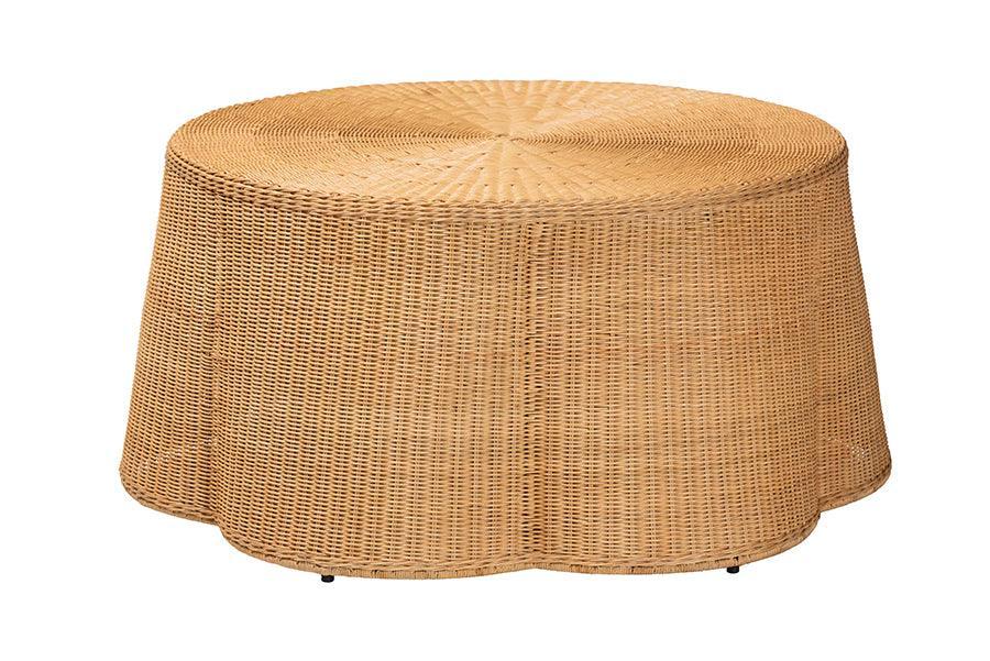 bali & pari Palm Bohemian Honey Scallop Rattan Coffee Table FredCo