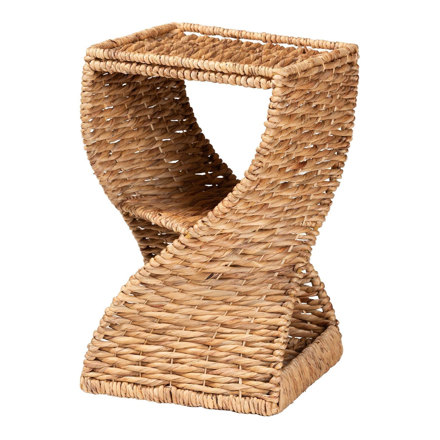 bali & pari Pelleas Modern Bohemian Natural Brown Seagrass and Wood End Table FredCo
