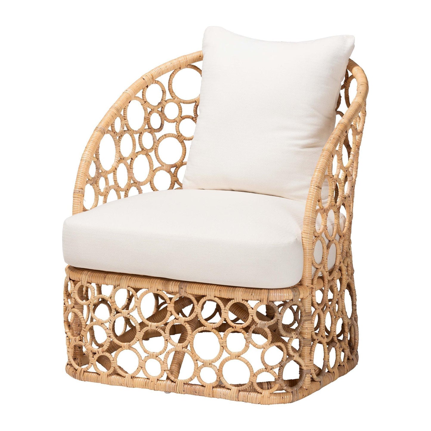 bali & pari Prisca Bohemian Light Honey Rattan Accent Chair FredCo