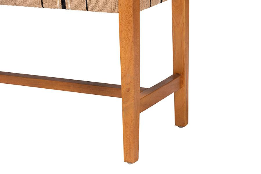 bali & pari Prita Bohemian Paper Loom and Natural Mahogany Wood Dining Bench FredCo