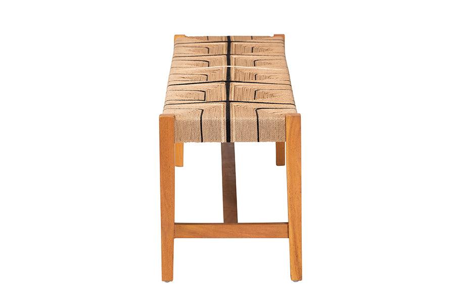 bali & pari Prita Bohemian Paper Loom and Natural Mahogany Wood Dining Bench FredCo