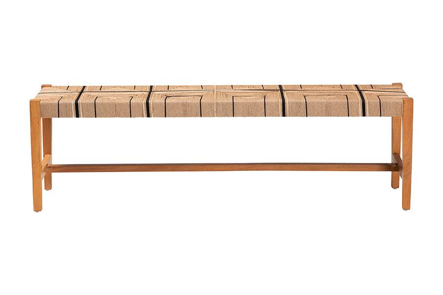 bali & pari Prita Bohemian Paper Loom and Natural Mahogany Wood Dining Bench FredCo