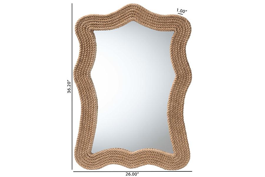 bali & pari Quiana Coastal Woven Rope Accent Wall Mirror FredCo