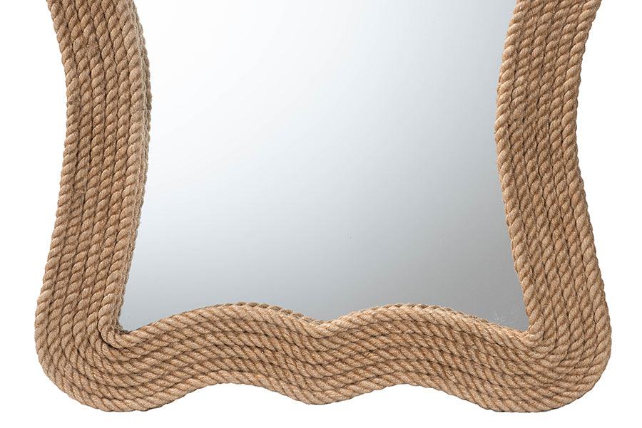 bali & pari Quiana Coastal Woven Rope Accent Wall Mirror FredCo