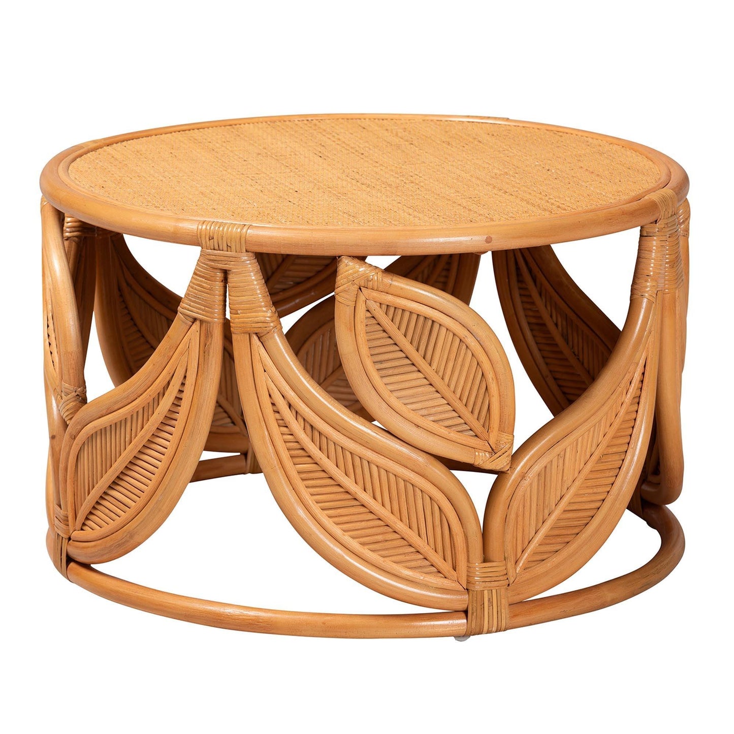 bali & pari Raflesia Modern Bohemian Natural Rattan Coffee Table FredCo