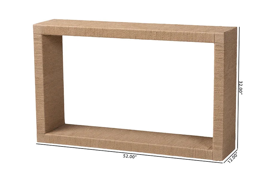 bali & pari Rajiya Handwoven Jute Console Table - Rectangular Open-Frame Entryway Table with Natural Texture, Minimalist Coastal Boho Accent for Living Room or Hallway Décor FredCo