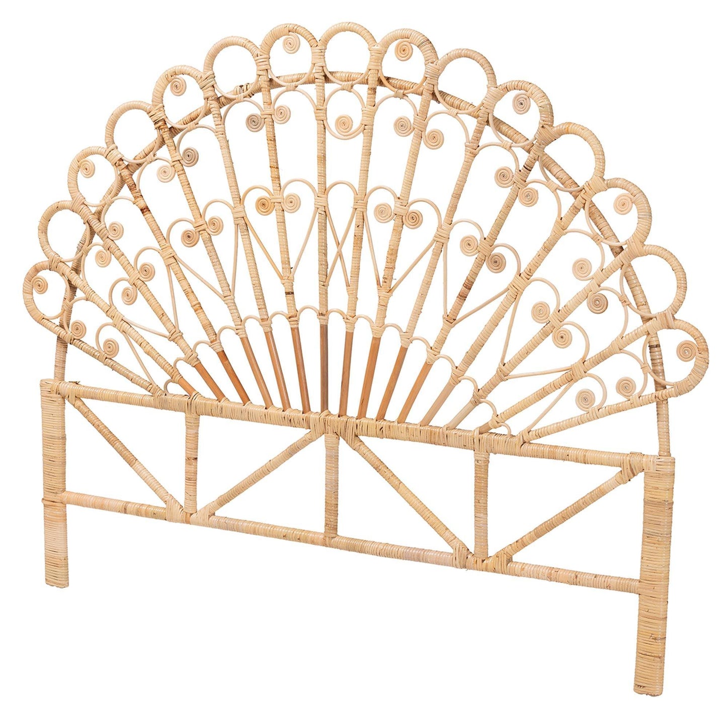 bali & pari Rasima Modern Bohemian Natural Brown Rattan Queen Size Standalone Headboard FredCo