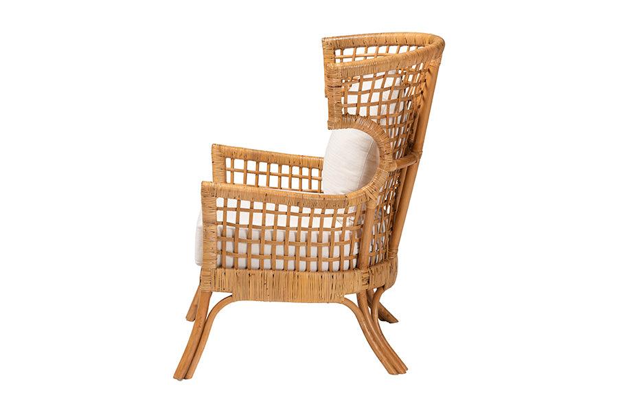 bali & pari Regina Bohemian Light Honey Rattan Arm Chair FredCo
