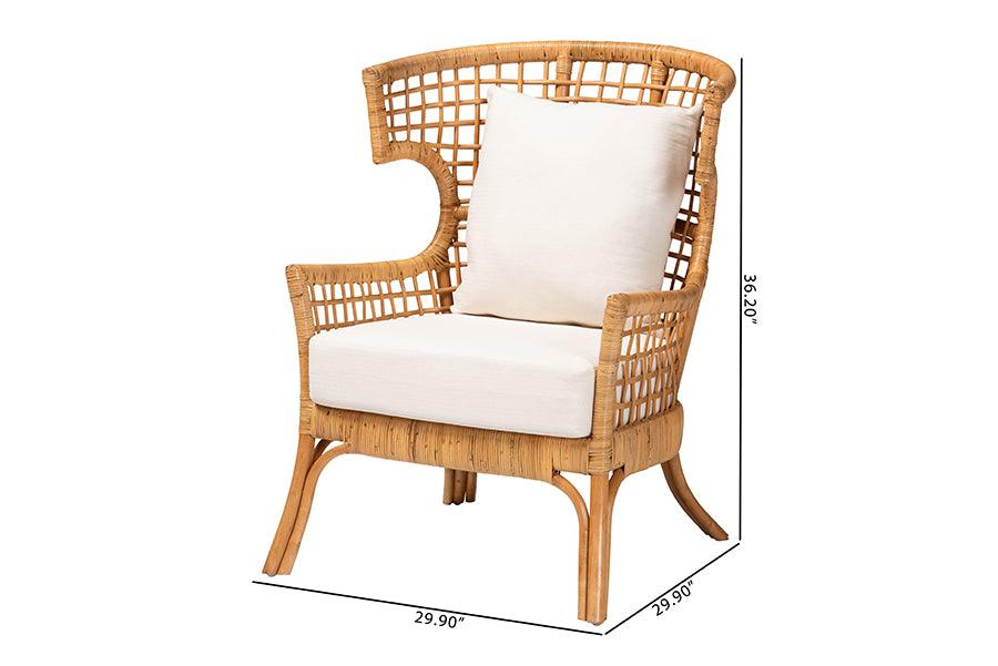 bali & pari Regina Bohemian Light Honey Rattan Arm Chair FredCo