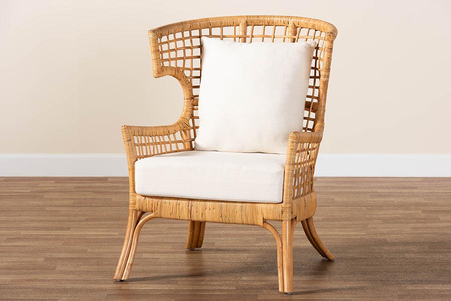 bali & pari Regina Bohemian Light Honey Rattan Arm Chair FredCo