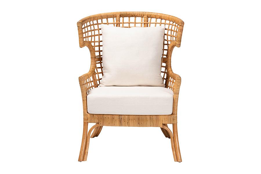 bali & pari Regina Bohemian Light Honey Rattan Arm Chair FredCo
