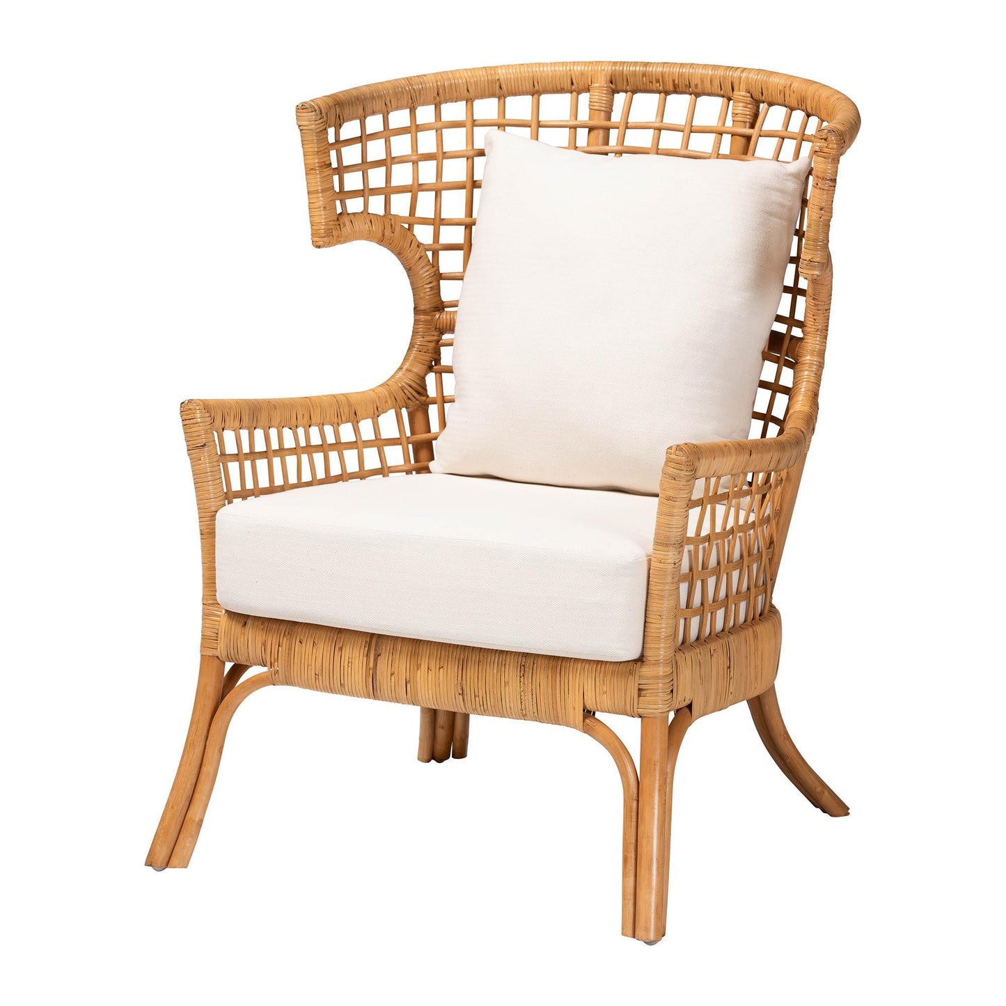 bali & pari Regina Bohemian Light Honey Rattan Arm Chair FredCo