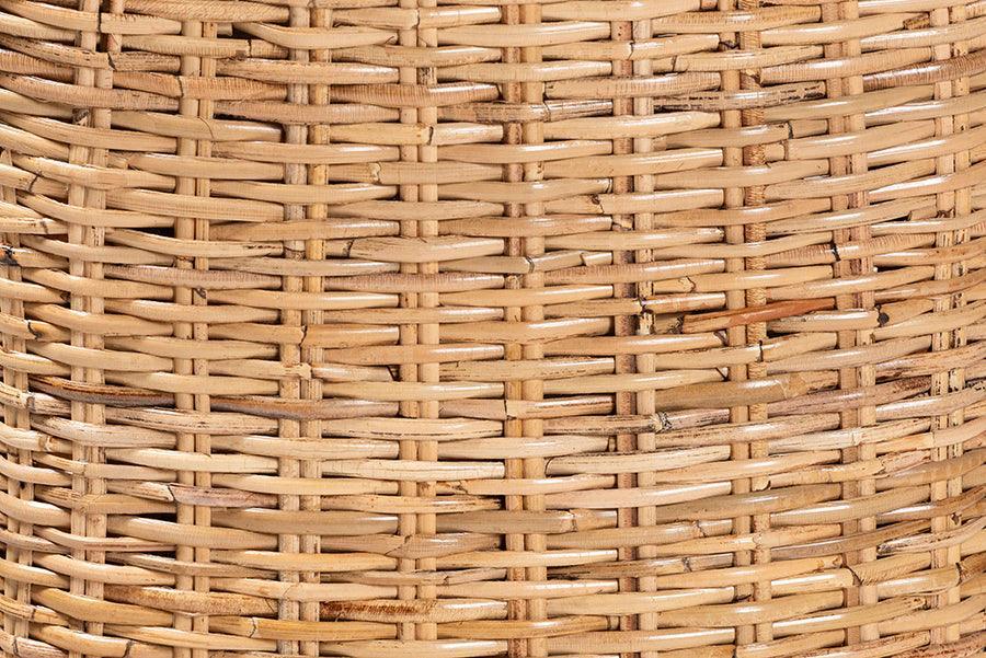 bali & pari Rowen Bohemian Light Honey Kubu Rattan and Mahogany Wood Dining Chair FredCo